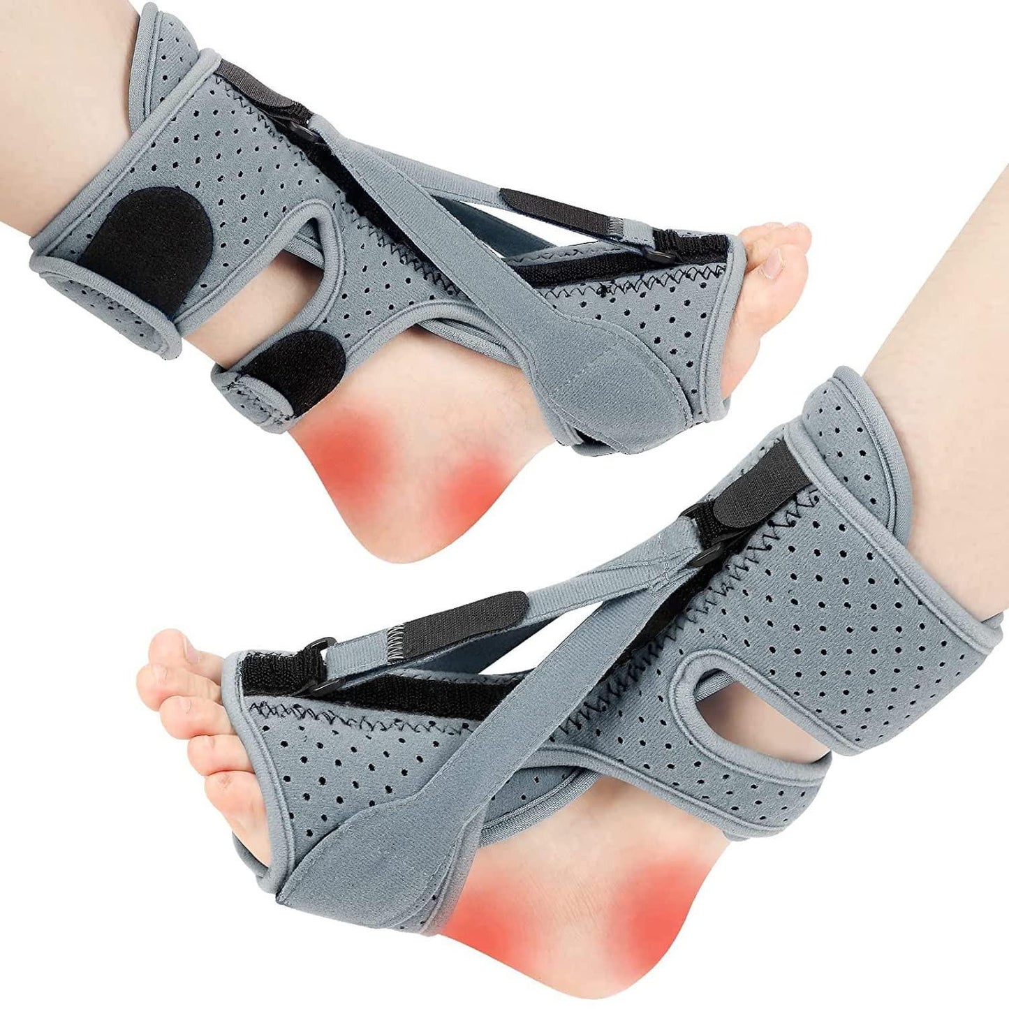Plantar fasciitis night splint showing support structure and heel relief design