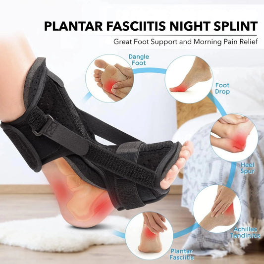 SoleBrace night splint with adjustable arch support for plantar fasciitis recovery