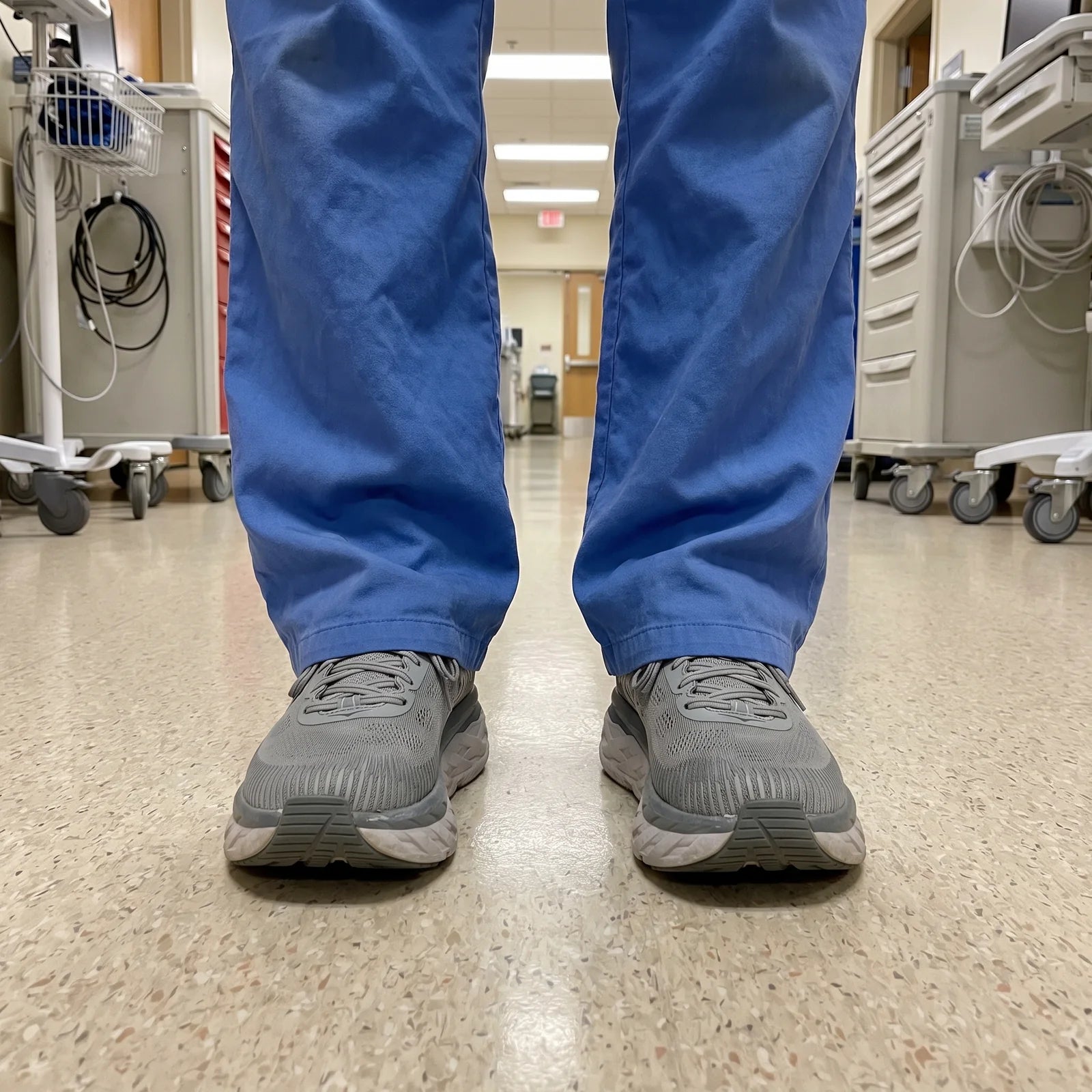 WorkFit insoles beside nursing shoes in a hospital