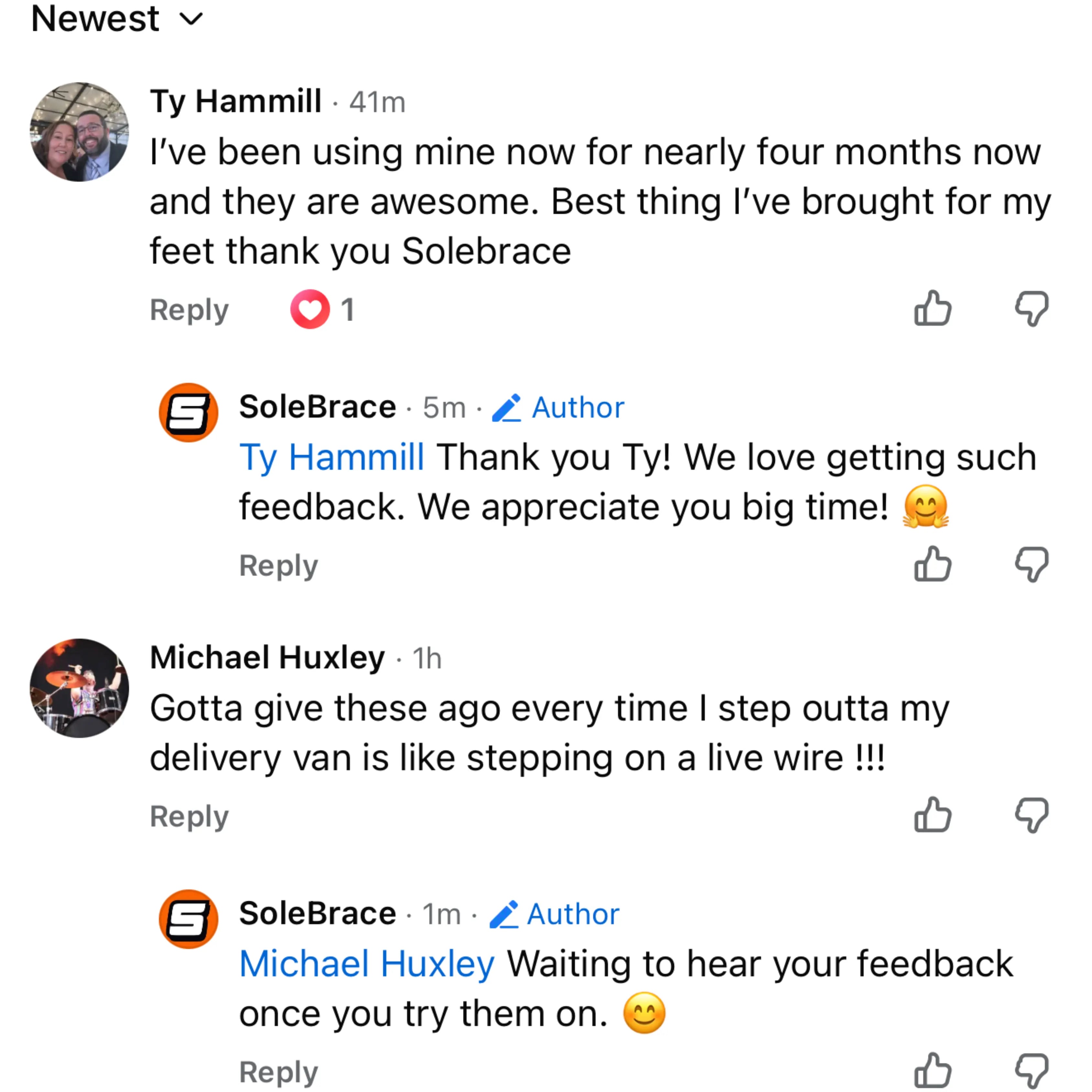 Customer Facebook comment about WorkFit Insoles, screenshot 5 of 11